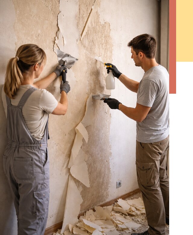 Снятие старых обоев в Кургане от 5412 руб. под ключ недорого | ОТДЕЛОЧНИК-Крг