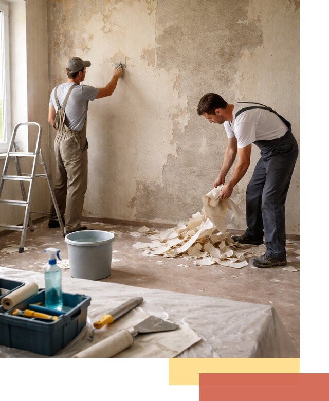 Снятие старых обоев в Кургане быстро и качественно