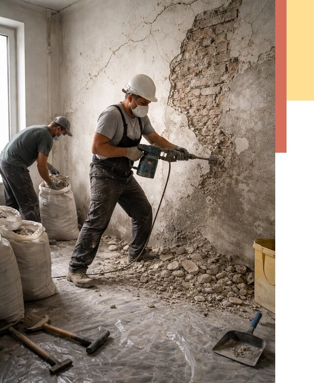 Демонтаж штукатурки со стен в Кургане от 7422 руб/м² — быстро и недорого | ОТДЕЛОЧНИК-Крг