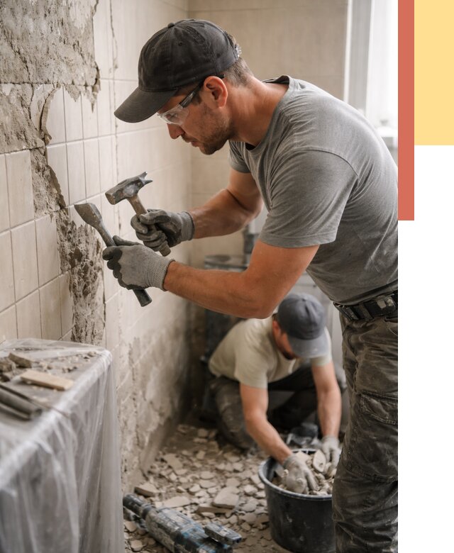 Демонтаж плитки со стен в Кургане от 876 руб. — быстро и недорого | ОТДЕЛОЧНИК-Крг