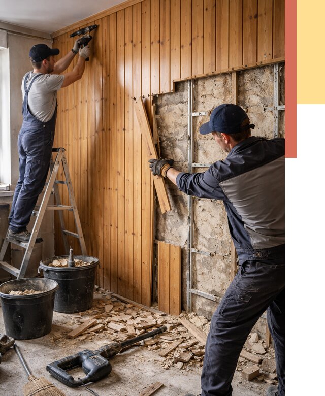 Демонтаж вагонки со стен в Кургане от 1495 руб. — снятие, удаление, срочно | ОТДЕЛОЧНИК-Крг