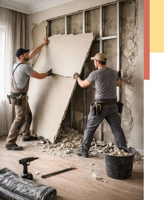 Демонтаж гипсокартона со стен в Кургане от 361 руб. — услуги демонтажа | ОТДЕЛОЧНИК-Крг