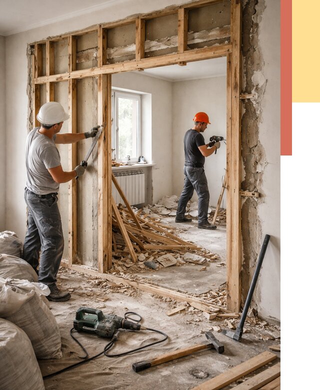 Демонтаж деревянных перегородок в Кургане от 3299 руб. — быстро и недорого | ОТДЕЛОЧНИК-Крг