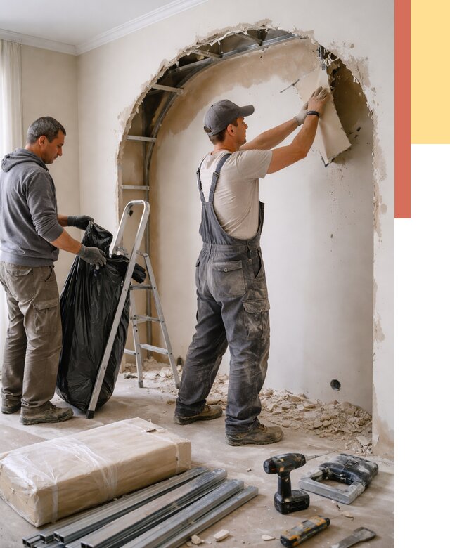 Демонтаж арки из гипсокартона в Кургане от 3608 руб. — услуги под ключ | ОТДЕЛОЧНИК-Крг