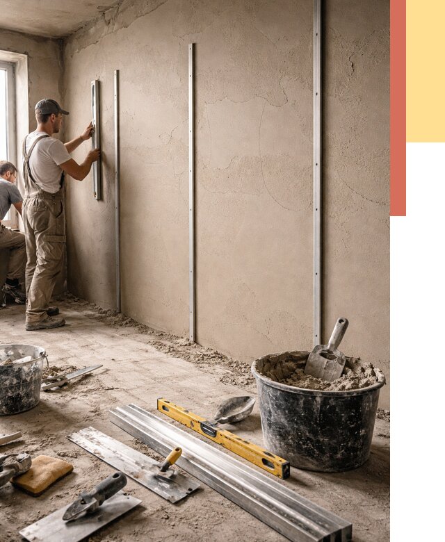 Штукатурка стен по маякам в Кургане от 5670 руб./м² — выравнивание под ключ | ОТДЕЛОЧНИК-Крг