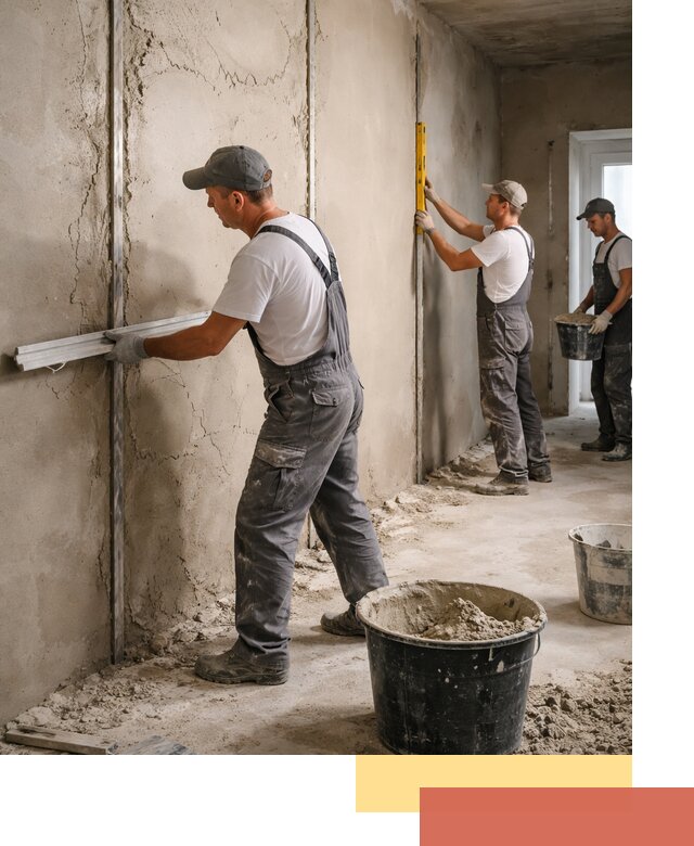 Штукатурка стен по маякам в Кургане — точная и ровная поверхность