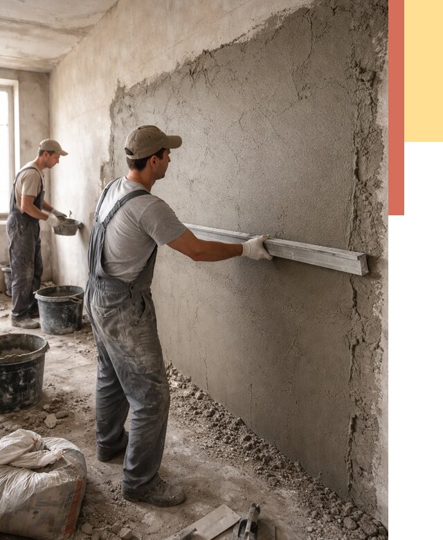 Цементная штукатурка стен в Кургане от 4639 руб/м2 — быстро и недорого | ОТДЕЛОЧНИК-Крг