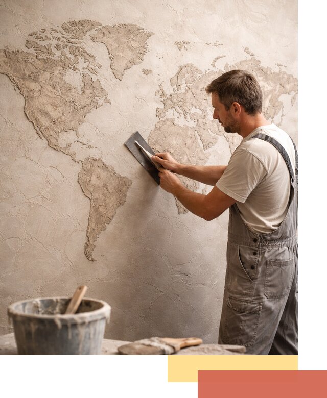 Декоративная штукатурка «Карта мира» под ключ в Кургане