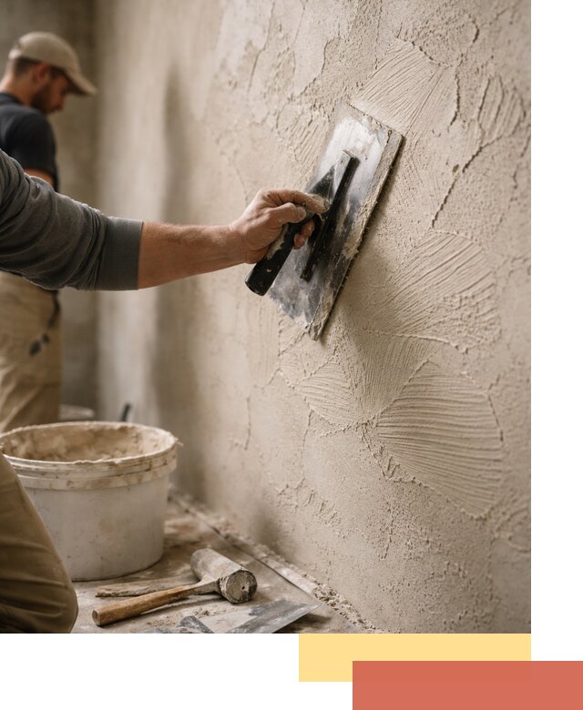 Фактурная штукатурка стен в Кургане — монтаж, отделка, реставрация