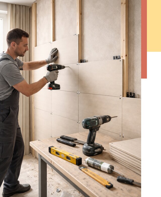 Монтаж МДФ панелей на стены в Кургане от 1289 руб. под ключ | ОТДЕЛОЧНИК-Крг