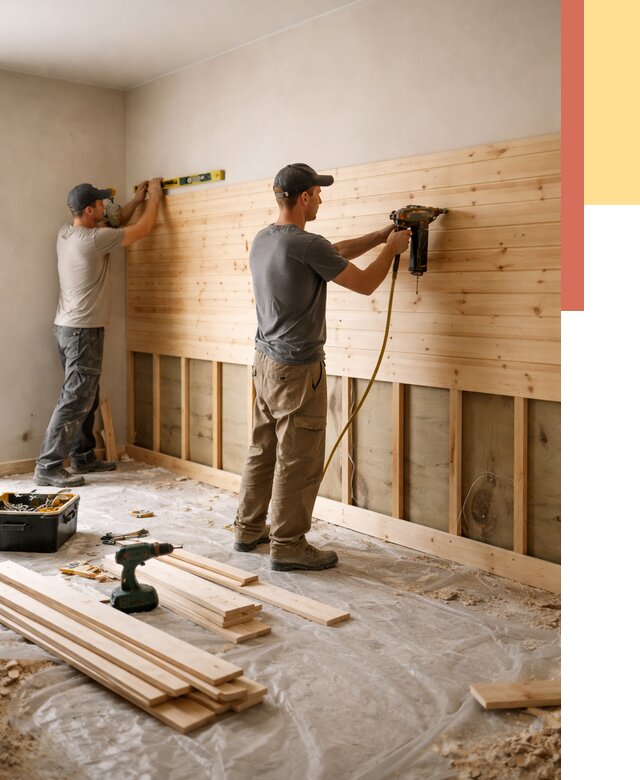 Монтаж деревянной вагонки на стены в Кургане от 7732 руб. | Услуги монтажа вагонки | ОТДЕЛОЧНИК-Крг