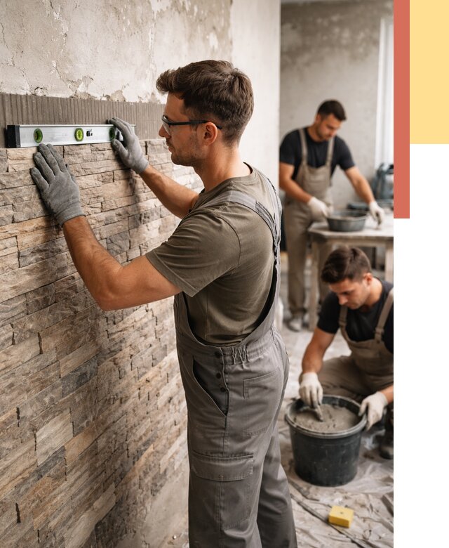 Монтаж искусственного камня в Кургане от 4639 руб. под ключ | ОТДЕЛОЧНИК-Крг