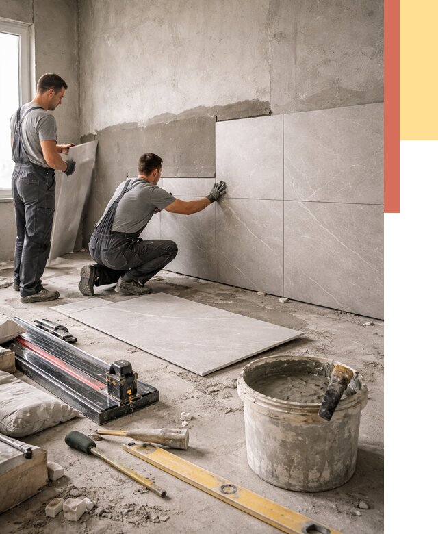 Облицовка стен керамогранитом в Кургане от 4330 руб./м² — услуги под ключ | ОТДЕЛОЧНИК-Крг