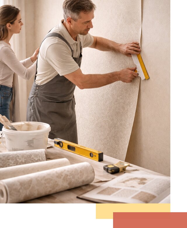 Поклейка обоев с подбором рисунка в Кургане