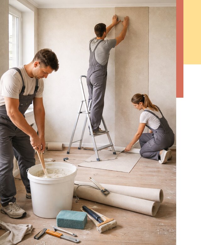 Оклейка стен обоями в Кургане от 3608 руб/м2 — быстро и недорого | ОТДЕЛОЧНИК-Крг