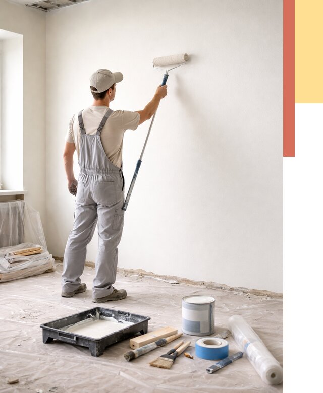 Покраска стен водоэмульсионной краской в Кургане от 464 руб. за м² | ОТДЕЛОЧНИК-Крг