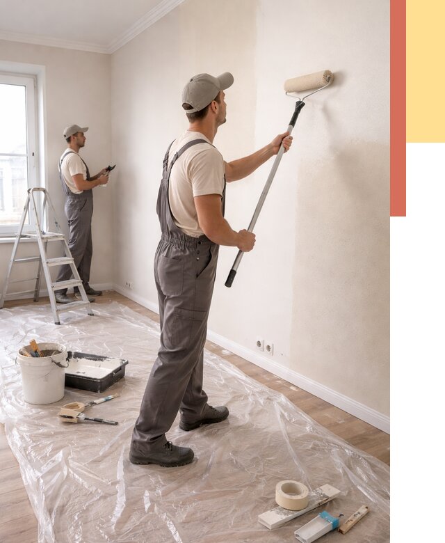 Покраска стен акриловой краской в Кургане от 3608 руб./м² — быстро и недорого | ОТДЕЛОЧНИК-Крг