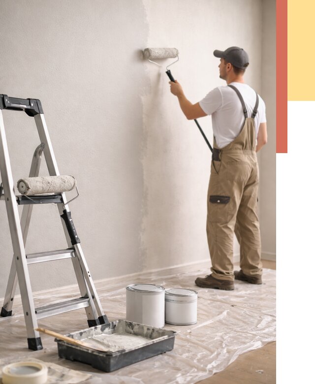 Покраска стен латексной краской в Кургане от 4639 руб. за м2 | ОТДЕЛОЧНИК-Крг