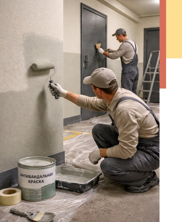 Покраска стен антивандальной краской в Кургане от 4639 руб./м² под ключ | ОТДЕЛОЧНИК-Крг