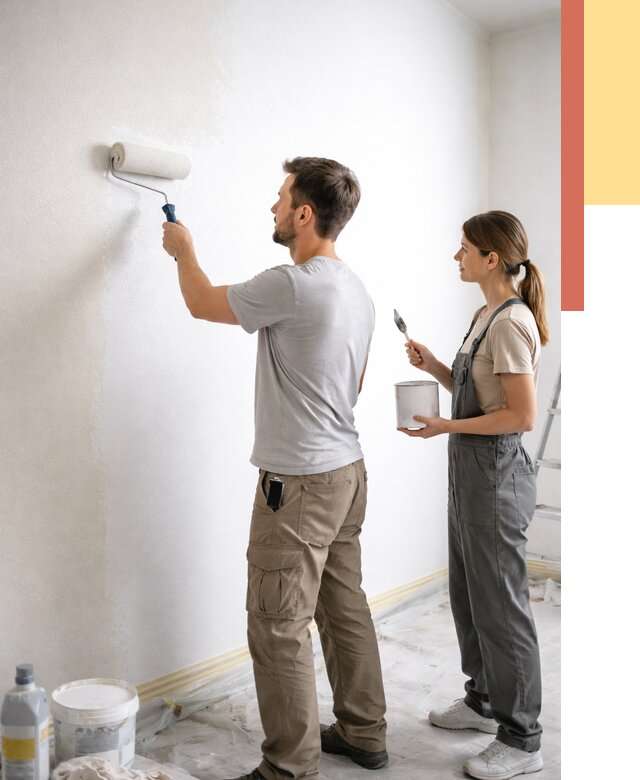 Окраска стен по стеклохолсту в Кургане от 4639 руб/м² под ключ | ОТДЕЛОЧНИК-Крг