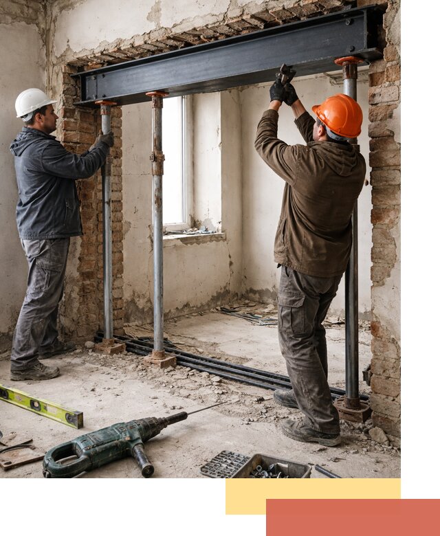 Усиление проема в стене в Кургане для расширения и безопасности