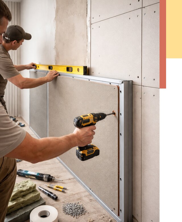 Шумоизоляция стен панелями ЗИПС в Кургане от 2268 руб./м² под ключ | ОТДЕЛОЧНИК-Крг