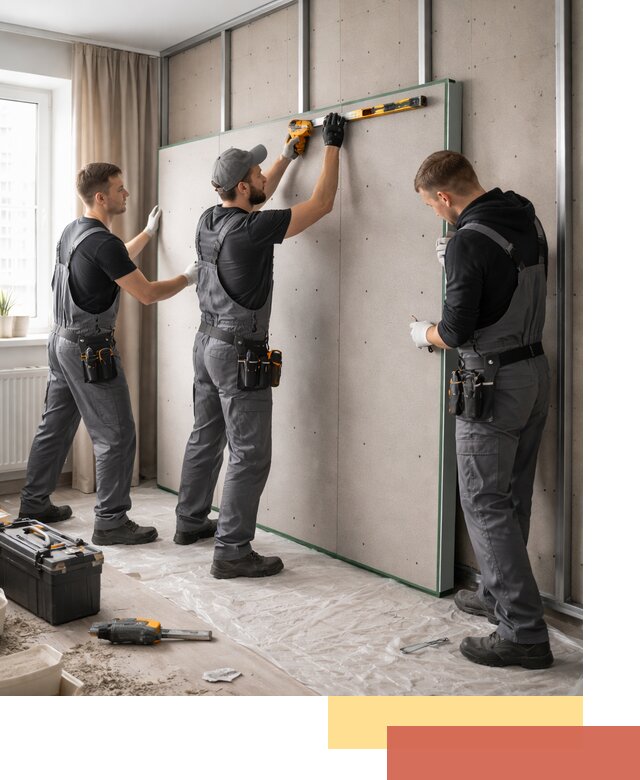 Шумоизоляция стен панелями ЗИПС в Кургане для жилых и коммерческих помещений