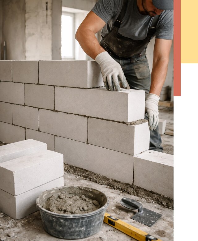 Кладка перегородок из силикатного блока в Кургане от 4124 руб. под ключ | ОТДЕЛОЧНИК-Крг