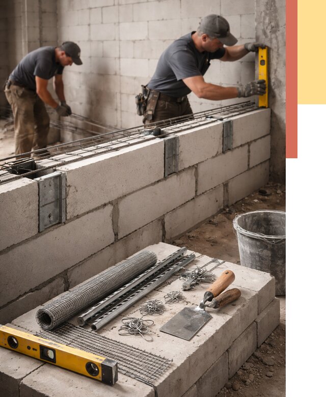 Армирование кладки перегородок в Кургане от 773 руб. под ключ | ОТДЕЛОЧНИК-Крг