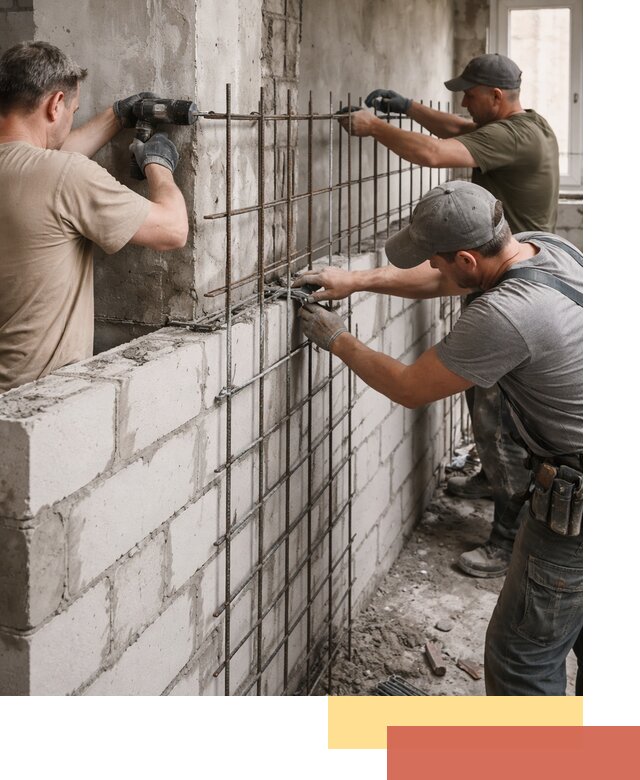 Армирование кладки перегородок в Кургане профессионально и надёжно