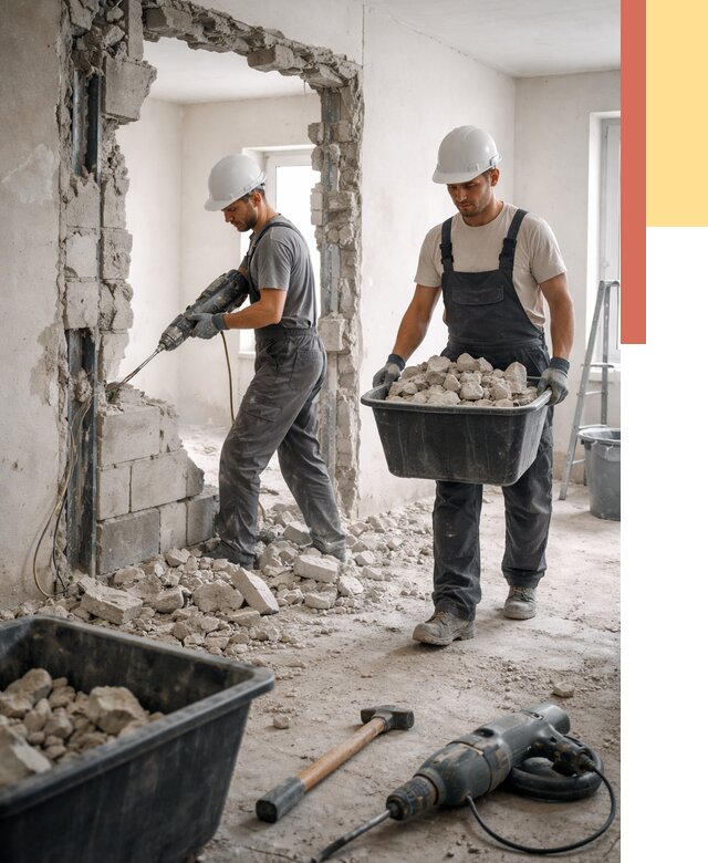 Демонтаж блоковых перегородок в Кургане от 3866 руб. — быстро и недорого | ОТДЕЛОЧНИК-Крг