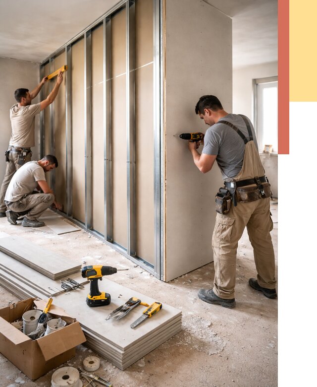 Монтаж однослойной перегородки из гипсокартона в Кургане от 670 руб. | ОТДЕЛОЧНИК-Крг