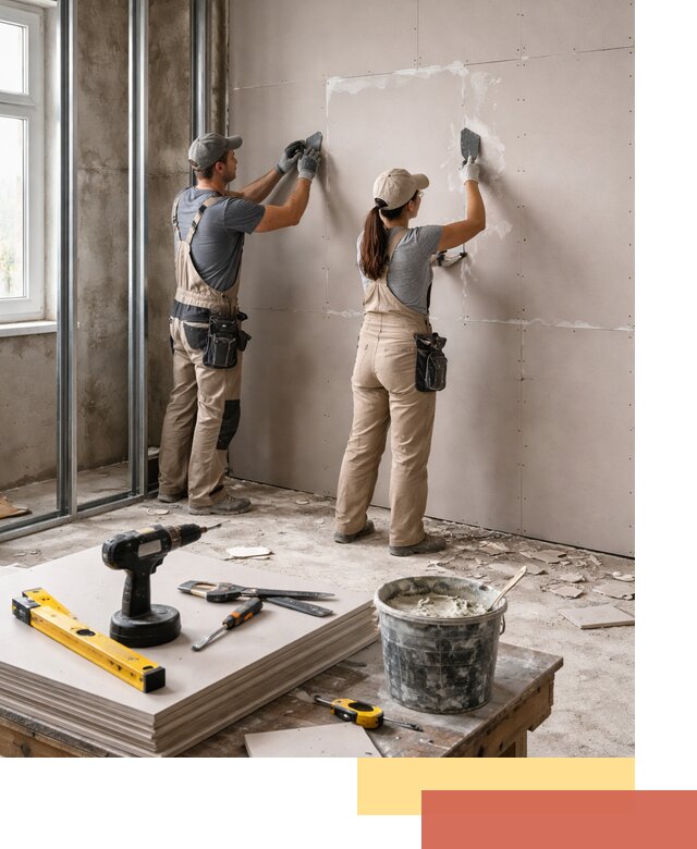 Монтаж двухслойной перегородки из гипсокартона в Кургане