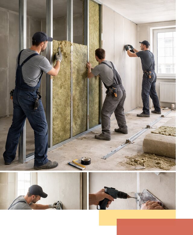 Перегородка из гипсокартона с шумоизоляцией в Кургане — монтаж под ключ