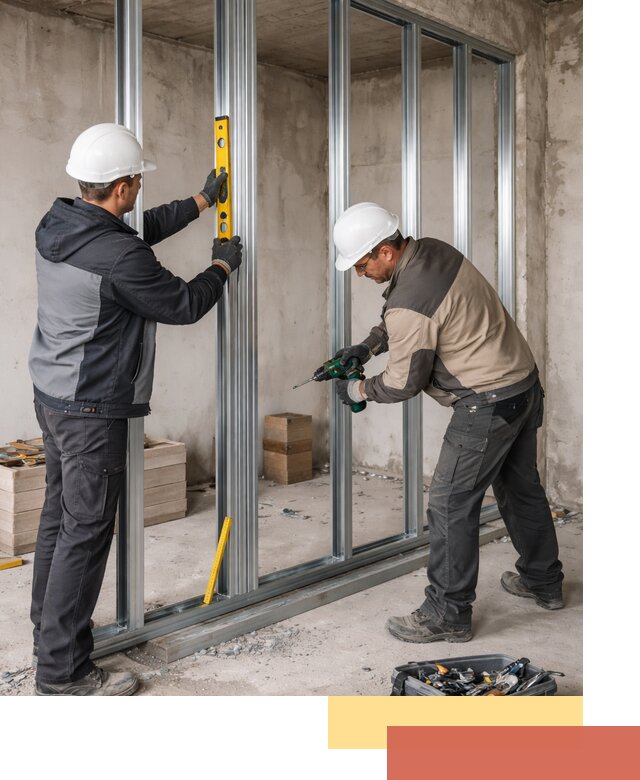 Монтаж каркаса перегородки из профиля в Кургане