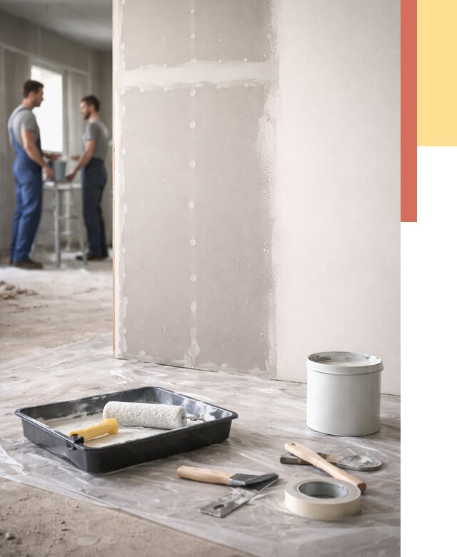 Покраска перегородок из гипсокартона в Кургане от 4639 руб. под ключ | ОТДЕЛОЧНИК-Крг