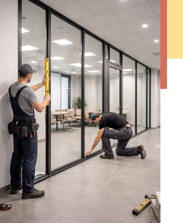 Каркасные стеклянные перегородки в Кургане под ключ от 9484 руб. | ОТДЕЛОЧНИК-Крг