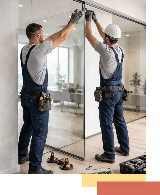 Безрамные стеклянные перегородки под ключ в Кургане