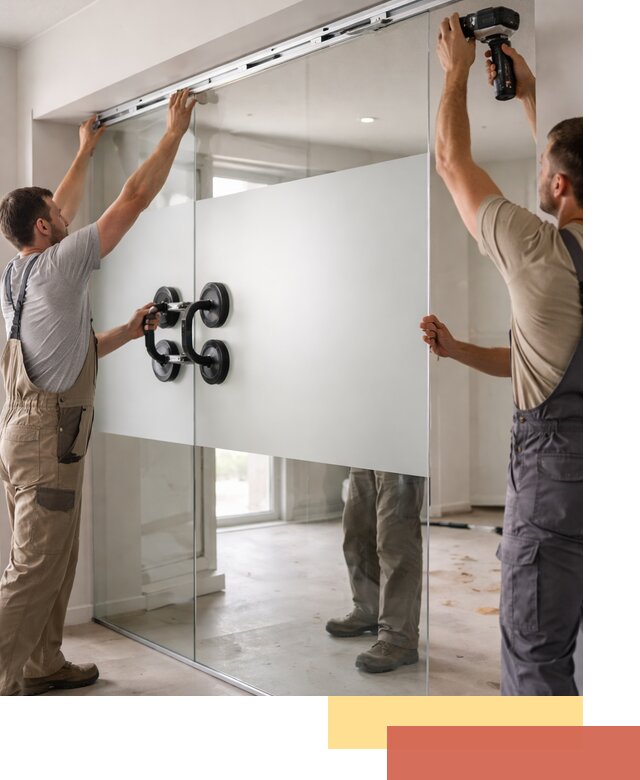 Матовые стеклянные перегородки под ключ в Кургане