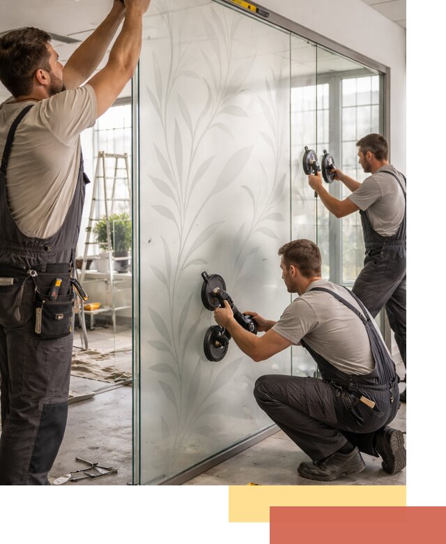 Стеклянные перегородки с рисунком на заказ в Кургане