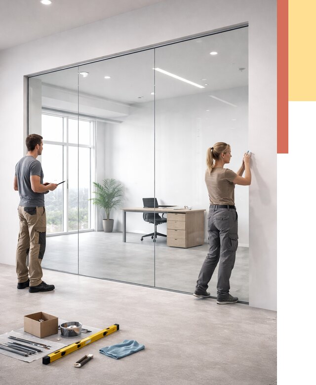 Перегородки из закаленного стекла в Кургане от 9794 руб. под ключ | ОТДЕЛОЧНИК-Крг