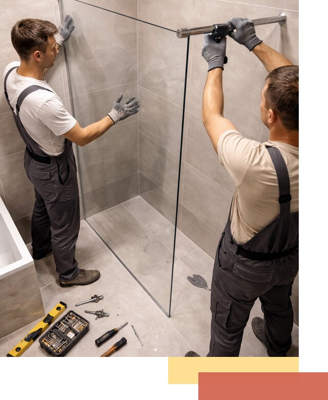 Стеклянные перегородки для душа в Кургане — изготовление и монтаж