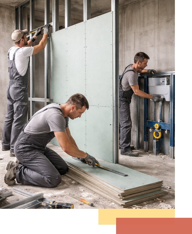 Монтаж и ремонт сантехнических перегородок в Кургане