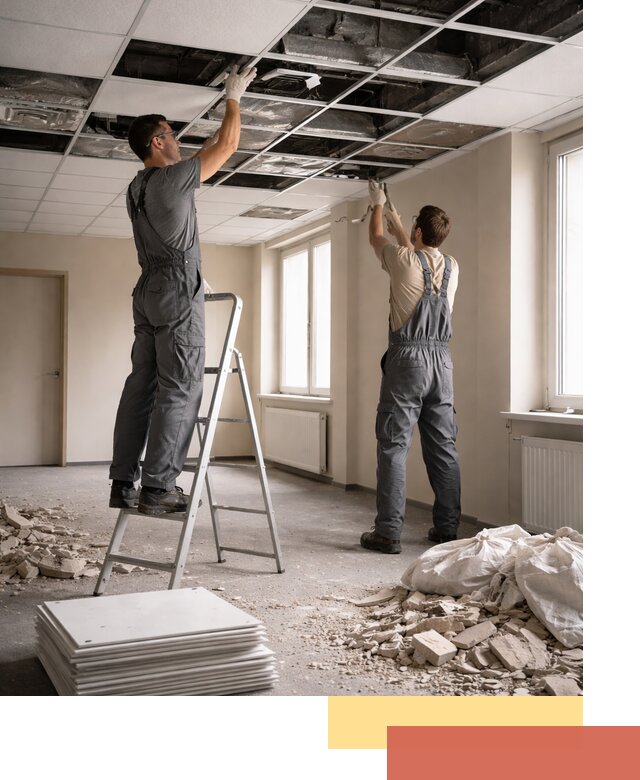 Демонтаж потолков Армстронг профессионально в Кургане