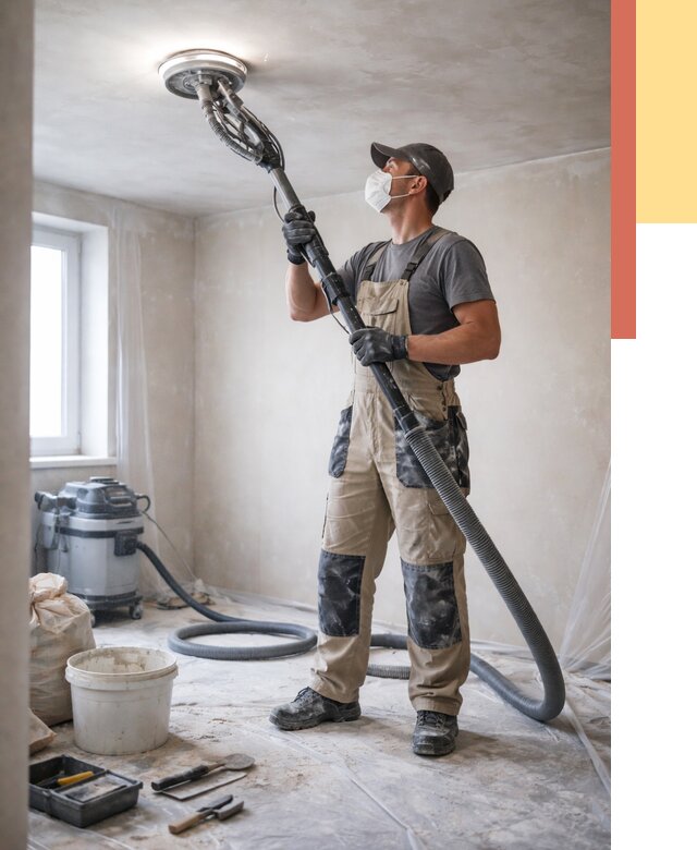 Шлифовка потолка в Кургане от 3608 руб. — услуги шлифования потолка | ОТДЕЛОЧНИК-Крг