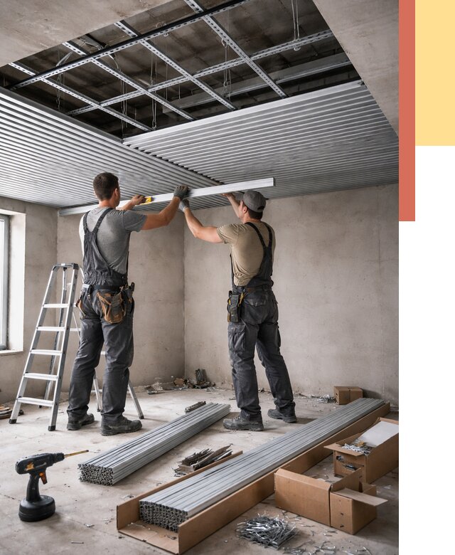 Монтаж реечного потолка в Кургане от 4639 руб. под ключ | ОТДЕЛОЧНИК-Крг