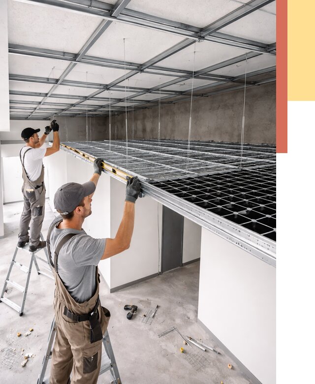 Монтаж потолка грильято в Кургане от 464 руб./м² — быстрая сборка под ключ | ОТДЕЛОЧНИК-Крг