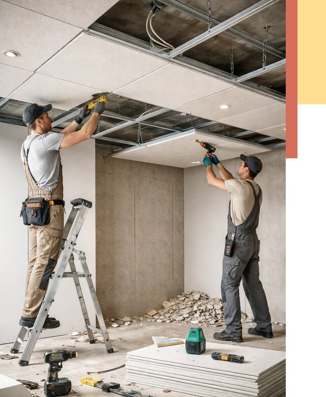 Монтаж акустического потолка в Кургане от 6701 руб/м2 — быстро и недорого | ОТДЕЛОЧНИК-Крг