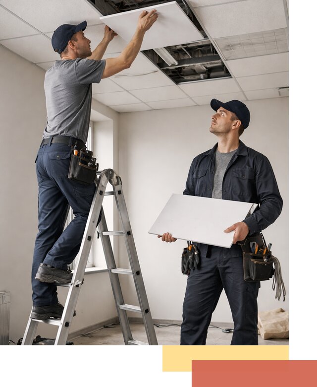 Обслуживание подвесного потолка в Кургане — ремонт и чистка