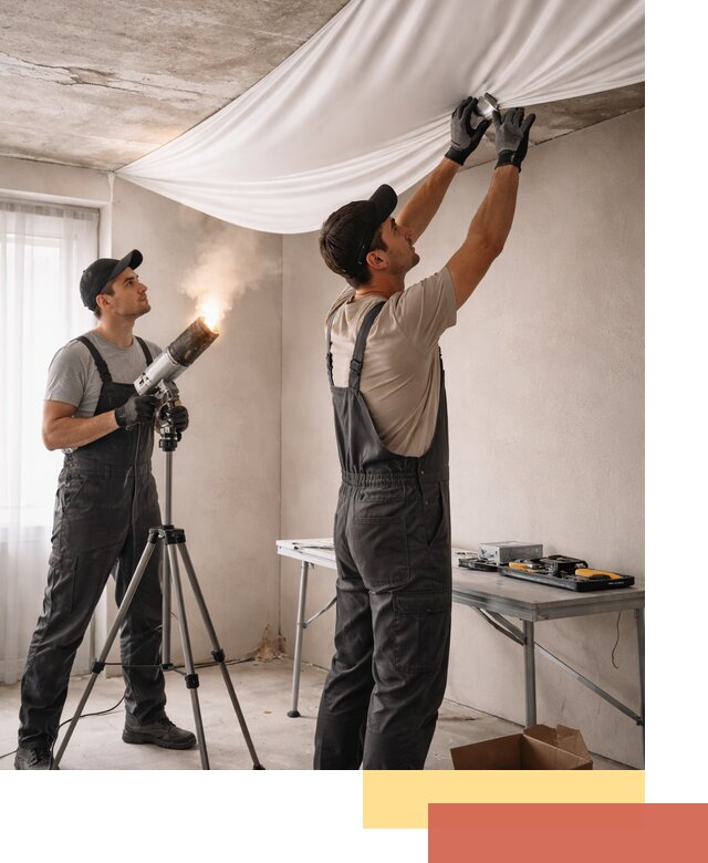 Установка натяжного потолка под ключ в Кургане